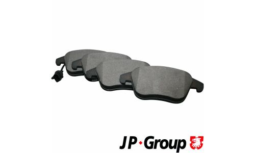 Колодки тормозные дисковые JP Group с электронным датчиком износа, передние, комплект на ось (4 шт), арт. 1163607210