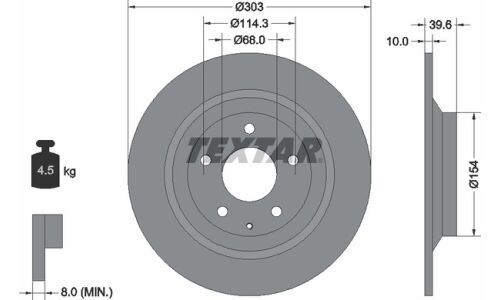 Диск тормозной с покрытием PRO | зад Textar, арт. 92242703