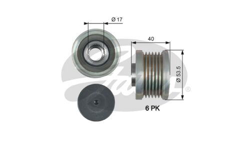 Шкив генератора с обгонной муфтой Gates, арт. OAP7179