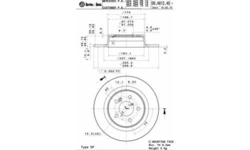 Диск тормозной Brembo, арт. 08A61241