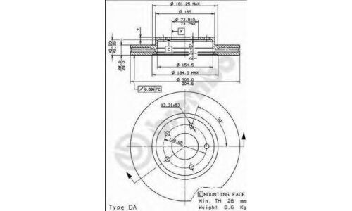 Диск тормозной Brembo, передний, правый/левый, 1 шт, арт. 09.7731.11