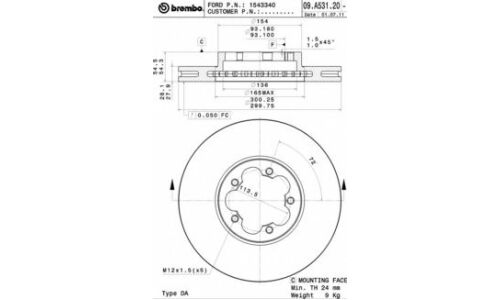 Диск тормозной Brembo, арт. 09A53120