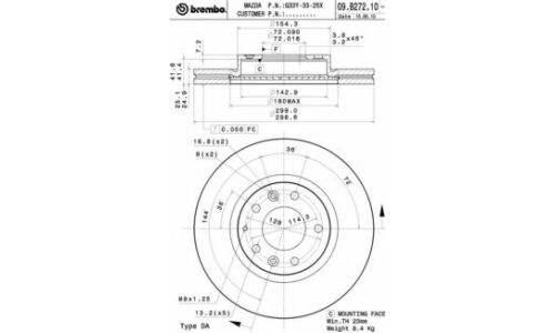 Диск тормозной Brembo, арт. 09B27210