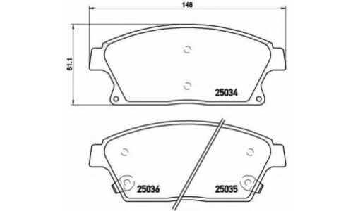 Колодки тормозные дисковые Brembo, комплект на ось (4 шт), арт. P59077