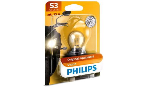 Лампа галогенная Philips Vision Moto S3 (P26s, G26), 12В, 15Вт, 1 шт, арт. 12008BW
