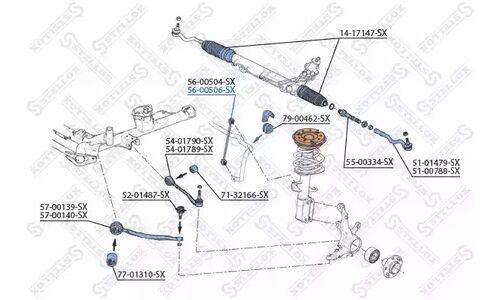 Тяга стаб. пер. п. BMW X5 all 00> | перед прав Stellox, арт. 56-00506-SX