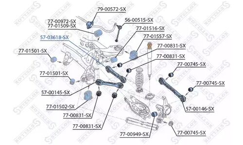 Рычаг зад. подв. BMW E87 all 04> | прав/лев Stellox, арт. 57-03618-SX