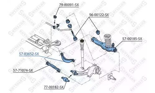 Рычаг задней подвески верхний Ford Focus | прав/лев Stellox, арт. 57-03652-SX
