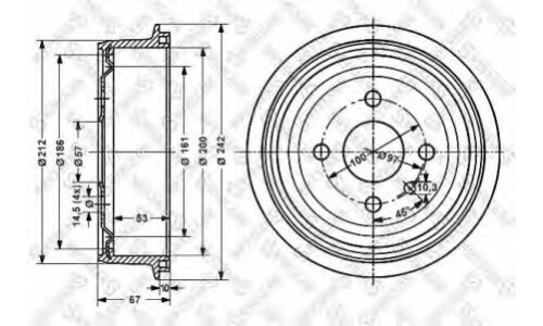Барабан торм. Opel Astra 1.2-1.7D 91> | зад Stellox, арт. 6025-9905-SX