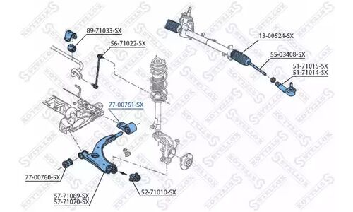Сайлентблок рычага Stellox, для Ford Fiesta, арт. 77-00761-SX