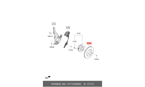 Диск тормозной | перед прав/лев Hyundai/Kia, арт. 51712-3X000