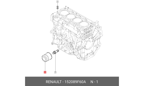 Фильтр масляный Renault, арт. 152089F60A
