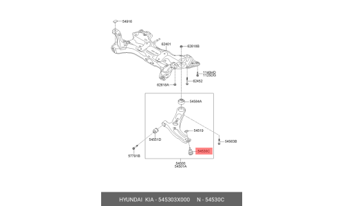 Опора шаровая Hyundai/Kia, передняя, арт. 54530-3X000