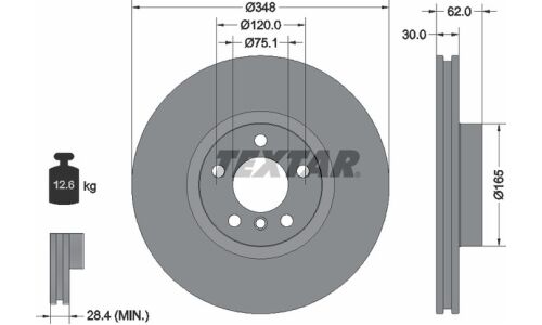 Диск тормозной Textar с покрытием Pro+, арт. 92160905