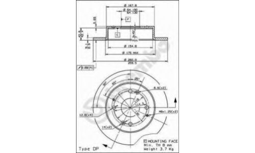 Диск тормозной Brembo, задний, правый/левый, 1 шт, арт. 08.5803.21