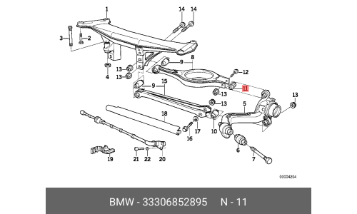 Сайлентблок BMW, задний, левый, арт. 33306852895