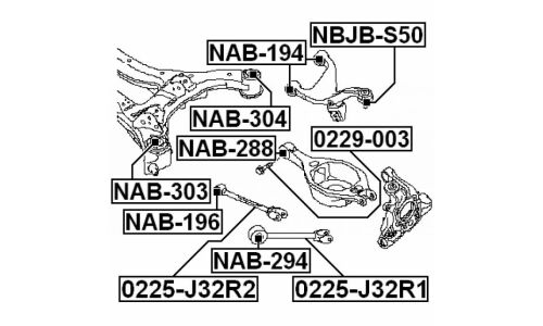 Болт регулировочный (эксцентрик) Febest 0229-003, для Nissan/Infiniti (OEM 55226-JA01C, 55226-8J000, 55226-8J00A, 55226-JA01A)