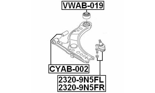 Опора шаровая Febest, передняя, нижняя, правая, арт. 2320-9N5FR