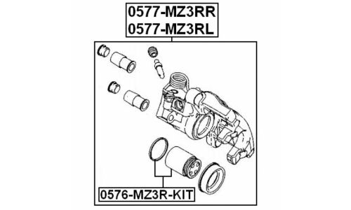Суппорт тормозной Febest, задний, правый, арт. 0577-MZ3RR