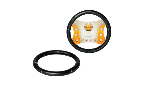 Оплетка на руль Airline с принтом, искусственная кожа, черный цвет, размер M (37-39см)