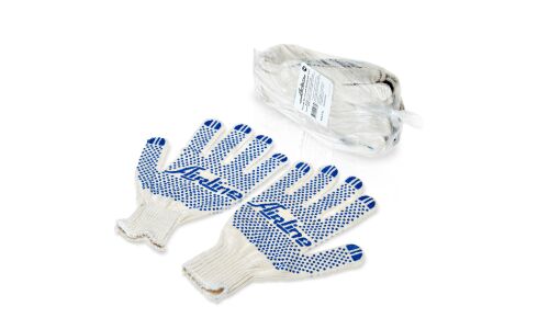 Перчатки хлопчатобумажные Airline, с ПВХ покрытием, белые, 7.5/8 класс вязки, размер XL, 5 пар, арт. AWG-C-01
