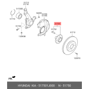 Ступица колеса Hyundai/Kia, передняя, арт. 51750-1J000