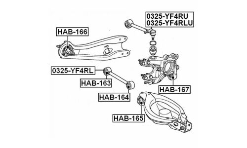 Тяга подвески поперечная Febest, задняя, нижняя, арт. 0325-YF4RL