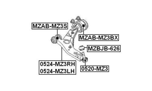 Сайлентблок Febest, арт. MZAB-MZ3BX