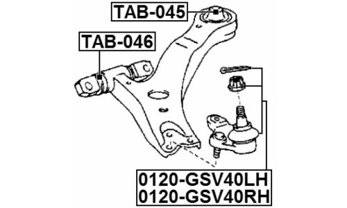 Опора шаровая Febest, передняя, нижняя, левая, арт. 0120-GSV40LH