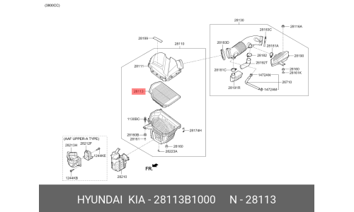 Фильтр воздушный Hyundai/Kia, арт. 28113B1000