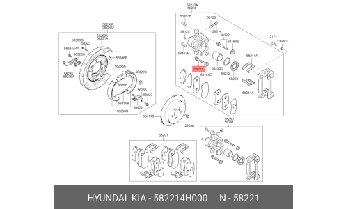 Направляющая заднего суппорта нижняя | зад Hyundai/Kia, арт. 582214H000
