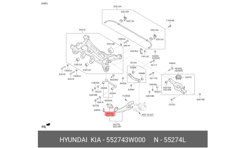 Сайлентблок переднего рычага Hyundai/KIA, арт. 552743W000