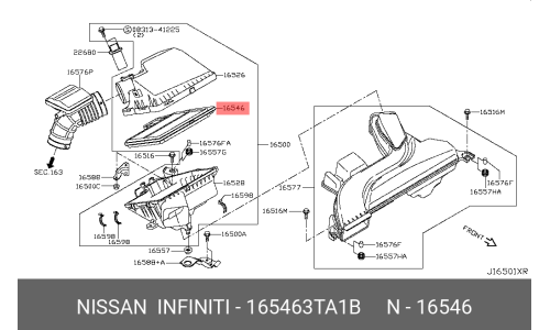 Фильтр воздушный Nissan, арт. 16546-3TA1B