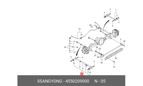 Тяга подвески задней нижняя пр Ssangyong, арт. 4550209000