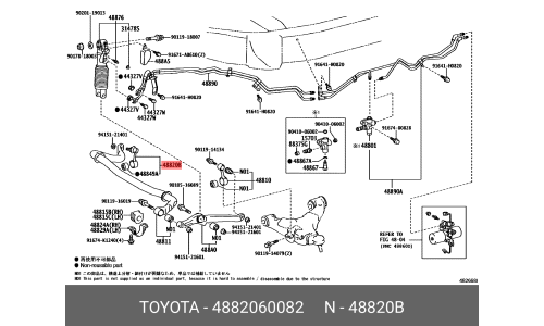 Стойка стабилизатора (линк) Toyota, передняя, правая, арт. 48820-60082