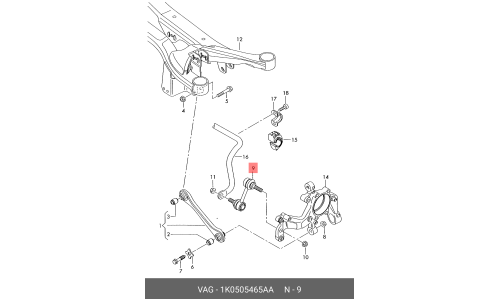 Стойка стабилизатора (линк) VAG, задняя, арт. 1K0505465AA