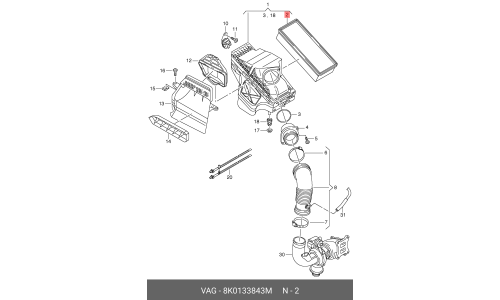 Фильтр воздушный VAG, арт. 8K0133843M