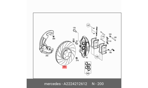 Диск тормозной (w222, 6.3 amg) | перед Mercedes, арт. A 222 421 26 12