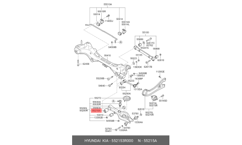 Сайлентблок заднего рычага Hyundai/Kia, арт. 55215-3R000