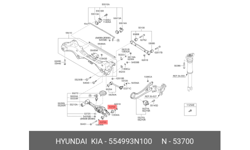 Сайлентблок нижнего рычага подвески | зад прав/лев Hyundai/Kia, арт. 554993N100