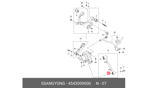 Сайлентблок рычага подвески | зад Ssangyong, арт. 4543009000