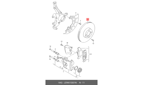 Диск тормозной VAG, арт. JZW 615 301 N