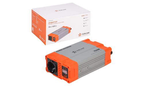 Инвертор напряжения Airline, 12В(DC)→220В(AC), 50Гц, 750Вт, (+USB 5В), арт. API-750-04