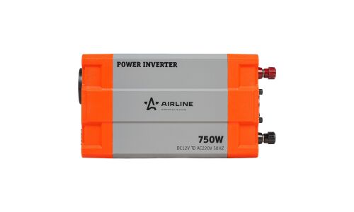 Инвертор напряжения Airline, 12В(DC)→?220В(AC), 50Гц, 750Вт, (+USB 5В), арт. API-750-04