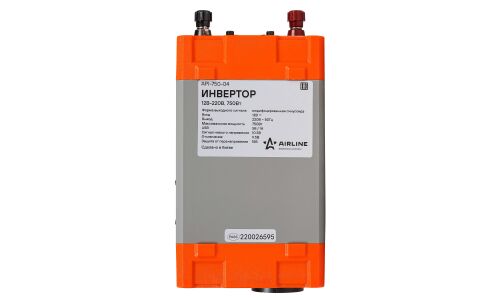 Инвертор напряжения Airline, 12В(DC)→?220В(AC), 50Гц, 750Вт, (+USB 5В), арт. API-750-04