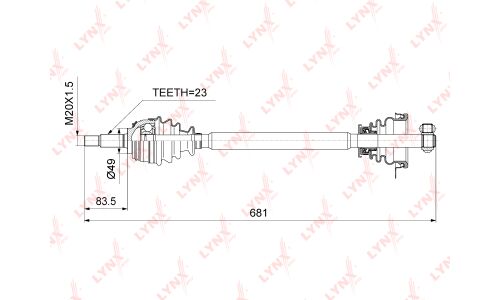 Привод в сборе LYNXauto, передний, левый, для Lada Largus, арт. CD-6705