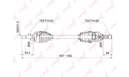 Привод в сборе LYNXauto, передний, левый, для Lada Largus, арт. CD-6707