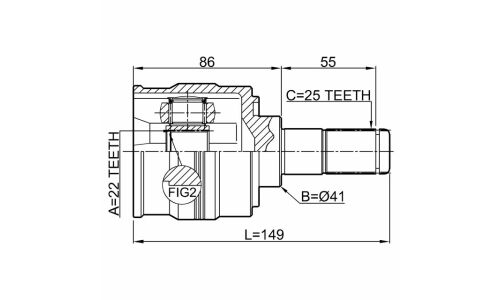 Шрус внутренний 22x41x25 | перед лев Febest, арт. 1211-SOL2WD