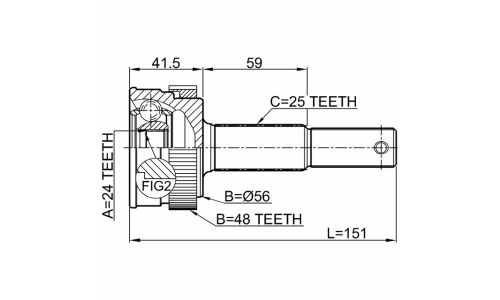 Шрус наружный 24x56x25 | зад прав/лев Febest, арт. 0210-J10RA48