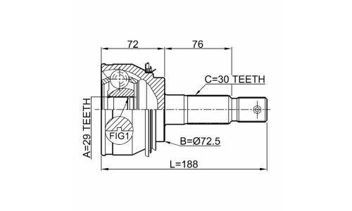 Шрус наружный 29x72.5x30 | перед прав/лев Febest, арт. 0110-080